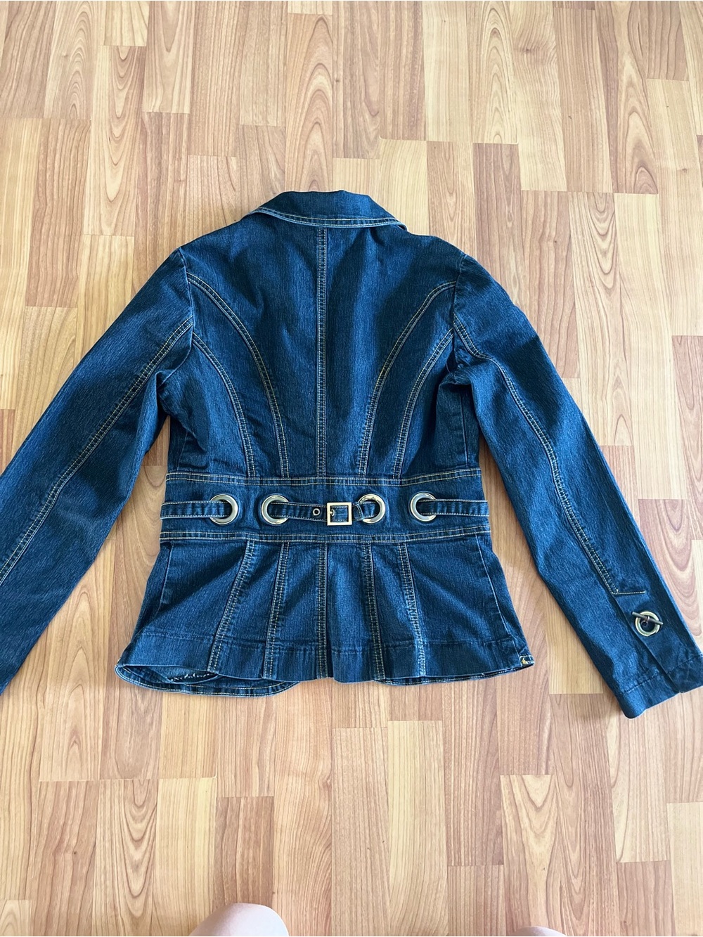 Bisou Bisou Women's Dark Blue Denim jacket with Metal Accents - Picture 4 of 7